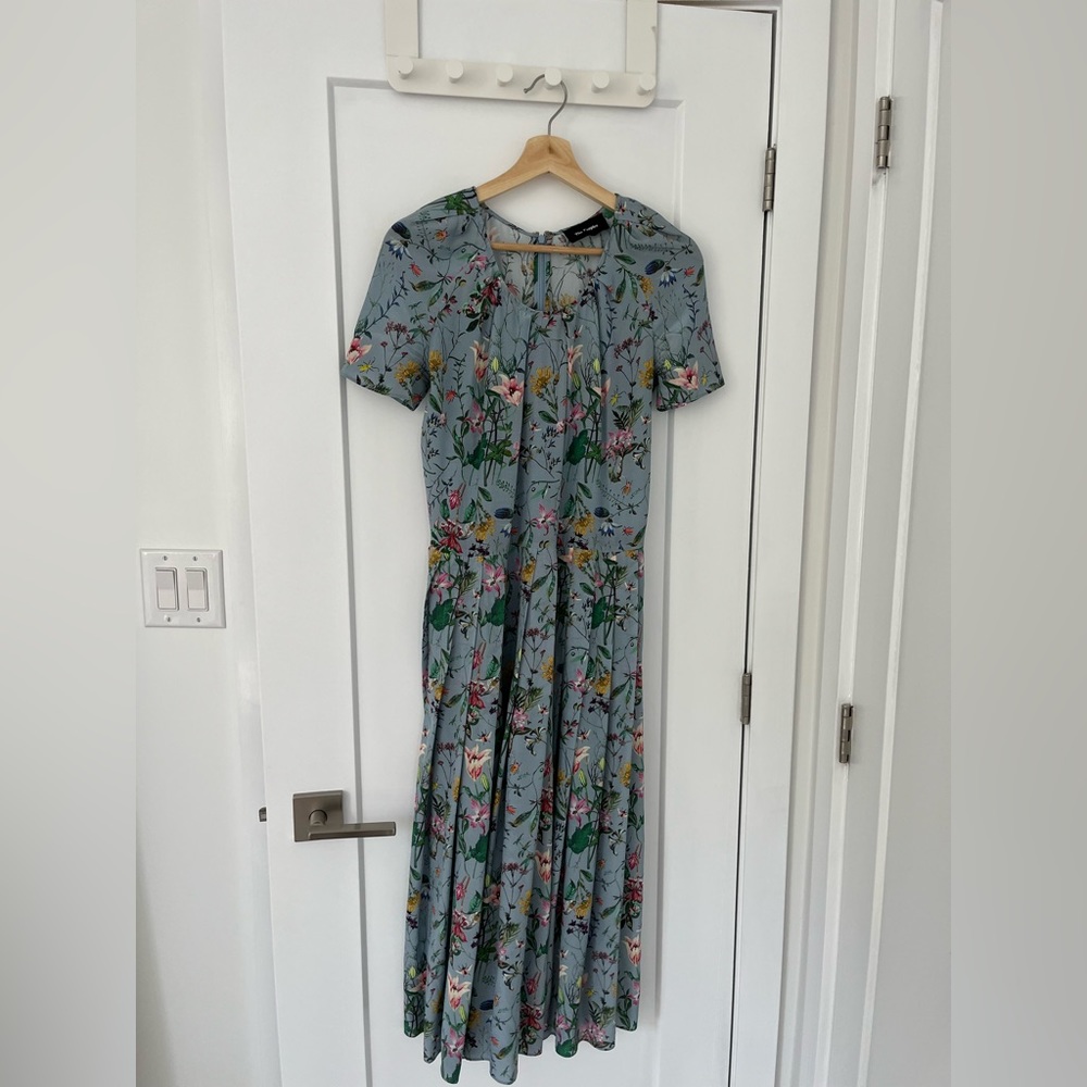 The Kooples Silk Blue Floral Midi Dress - Picture 3 of 9
